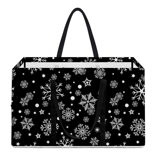 Black And White Snowflake Pattern Print Utility Tote Bag