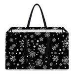Black And White Snowflake Pattern Print Utility Tote Bag