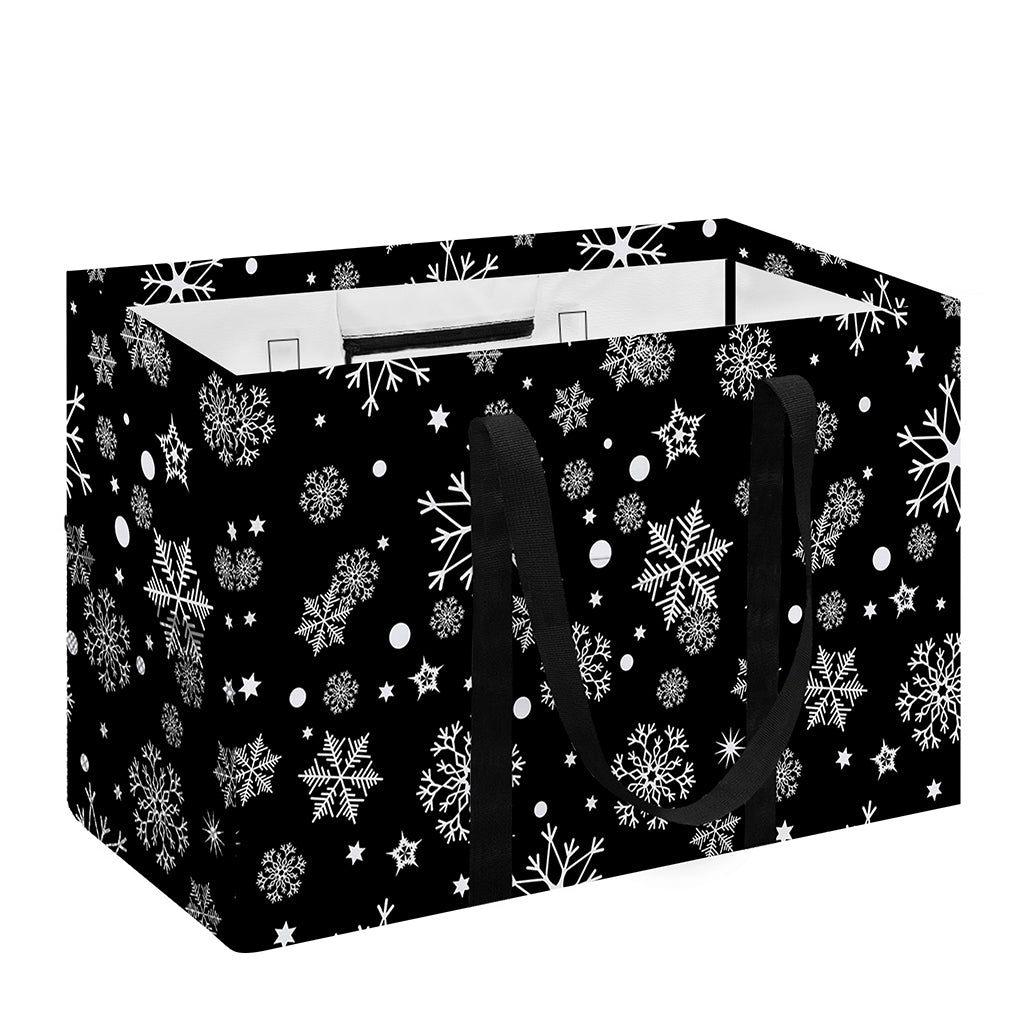 Black And White Snowflake Pattern Print Utility Tote Bag