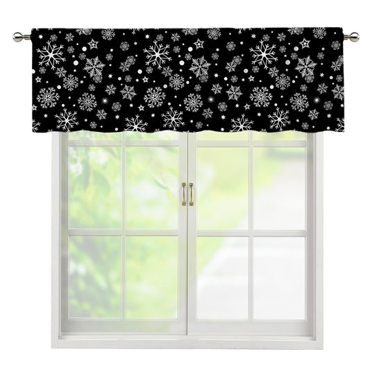 Black And White Snowflake Pattern Print Window Valance