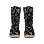 Black And White Snowflake Pattern Print Winter Boots