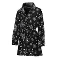 Black And White Snowflake Pattern Print Women's Bathrobe