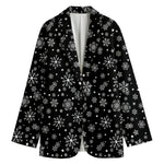 Black And White Snowflake Pattern Print Women's Blazer
