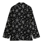 Black And White Snowflake Pattern Print Women's Blazer