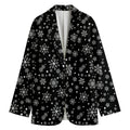 Black And White Snowflake Pattern Print Women's Cotton Blazer