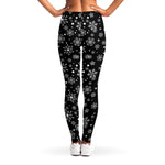 Black And White Snowflake Pattern Print Women's Leggings