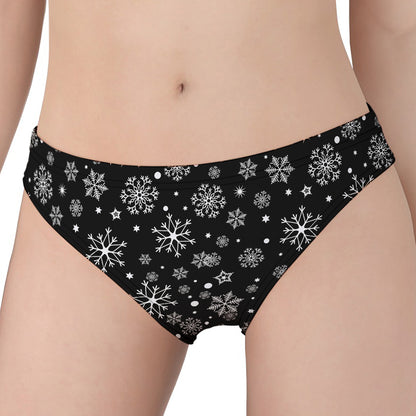Black And White Snowflake Pattern Print Women's Panties