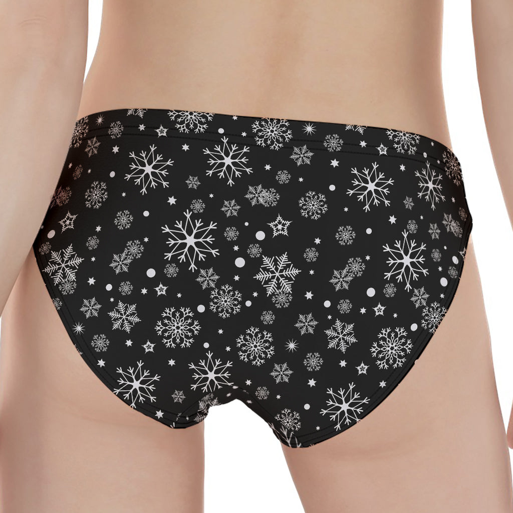 Black And White Snowflake Pattern Print Women's Panties