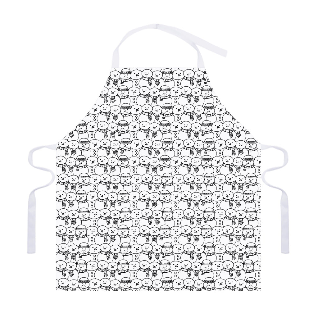 Black And White Snowman Pattern Print Adjustable Apron