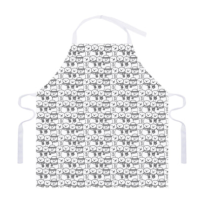 Black And White Snowman Pattern Print Adjustable Apron