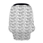 Black And White Snowman Pattern Print Baby Seat Cover
