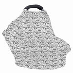 Black And White Snowman Pattern Print Baby Seat Cover