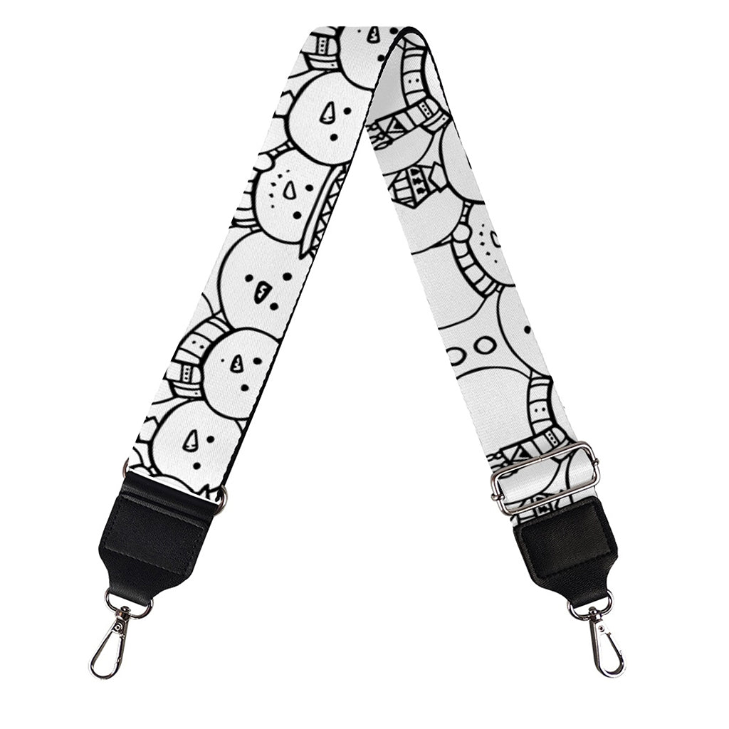 Black And White Snowman Pattern Print Bag Strap