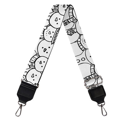 Black And White Snowman Pattern Print Bag Strap
