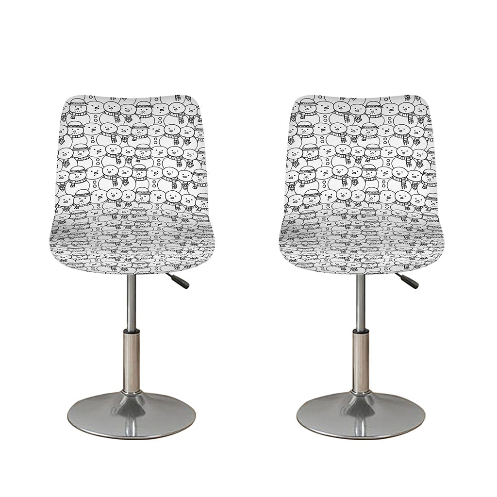 Black And White Snowman Pattern Print Bar Stool Covers