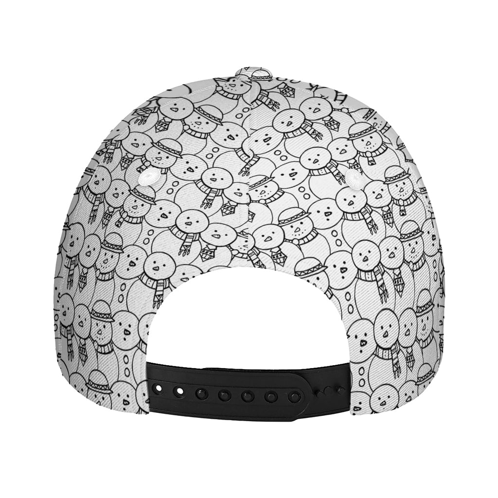Black And White Snowman Pattern Print Baseball Cap