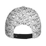 Black And White Snowman Pattern Print Baseball Cap