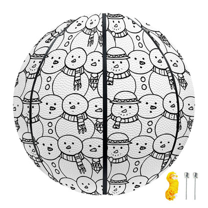 Black And White Snowman Pattern Print Basketball