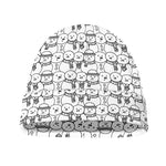 Black And White Snowman Pattern Print Beanie