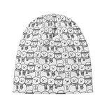 Black And White Snowman Pattern Print Beanie