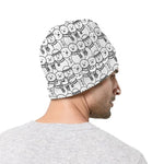 Black And White Snowman Pattern Print Beanie