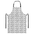 Black And White Snowman Pattern Print Bib Apron With Pocket