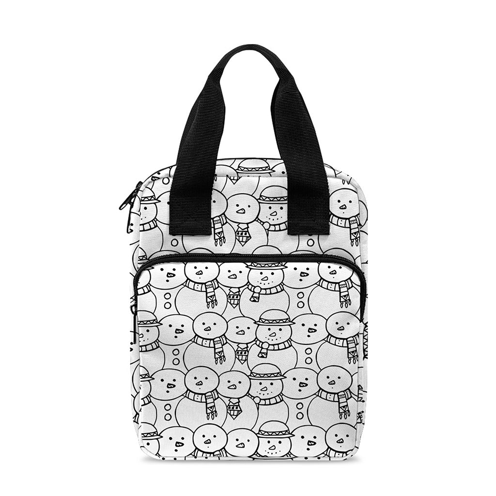 Black And White Snowman Pattern Print Bible Tote Bag