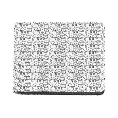 Black And White Snowman Pattern Print Bifold Wallet