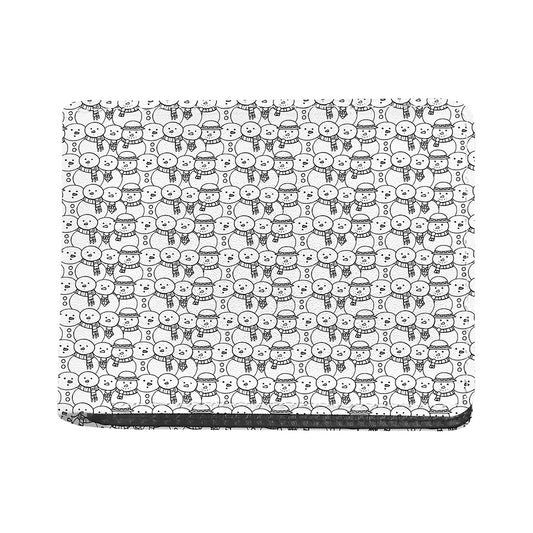 Black And White Snowman Pattern Print Bifold Wallet