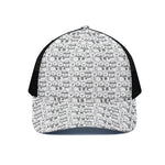 Black And White Snowman Pattern Print Black Mesh Trucker Cap