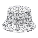 Black And White Snowman Pattern Print Bucket Hat