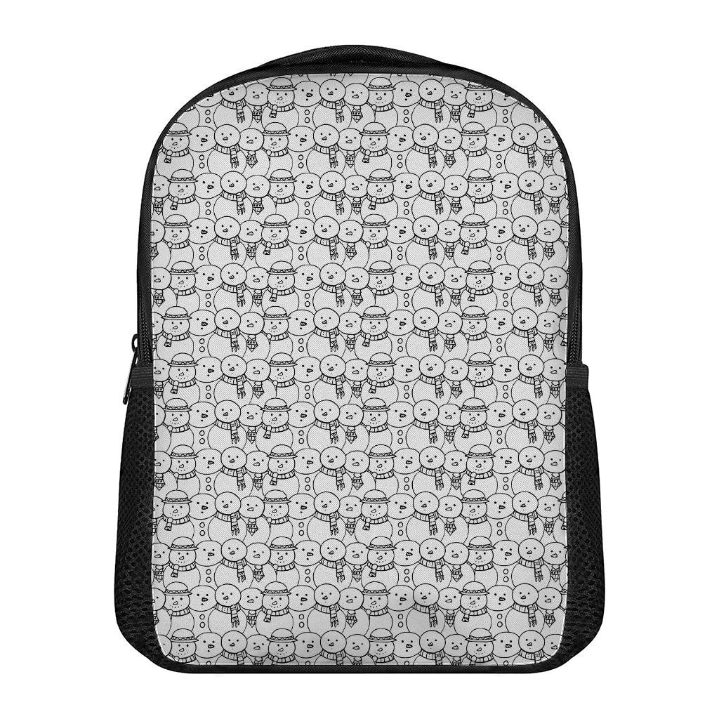 Black And White Snowman Pattern Print Casual Backpack