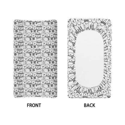 Black And White Snowman Pattern Print Changing Pad Cover
