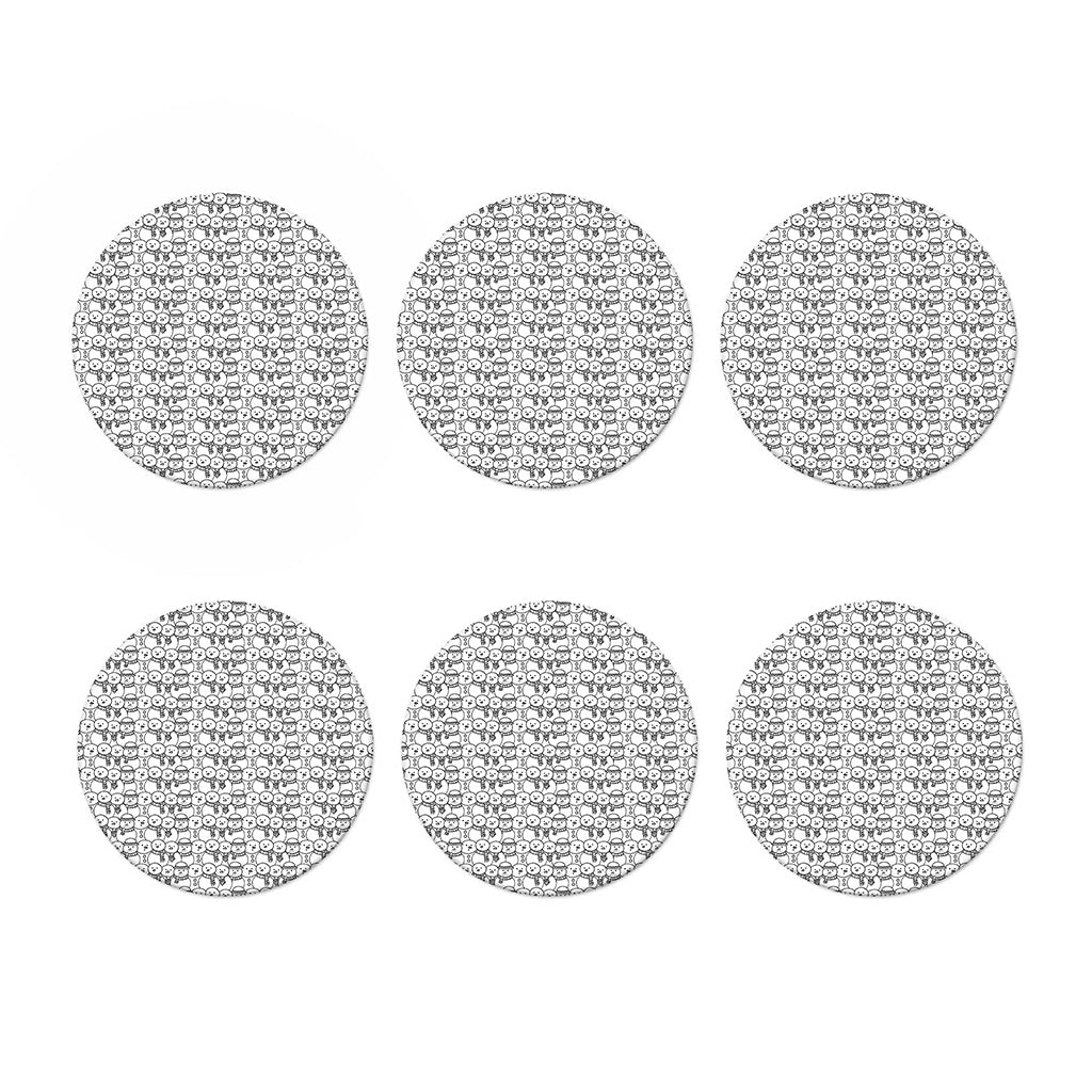 Black And White Snowman Pattern Print Coaster Set
