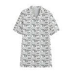 Black And White Snowman Pattern Print Cotton Hawaiian Shirt
