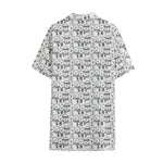 Black And White Snowman Pattern Print Cotton Hawaiian Shirt
