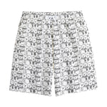 Black And White Snowman Pattern Print Cotton Shorts