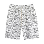 Black And White Snowman Pattern Print Cotton Shorts