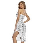 Black And White Snowman Pattern Print Cross Back Cami Dress