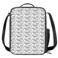 Black And White Snowman Pattern Print Crossbody Lunch Bag