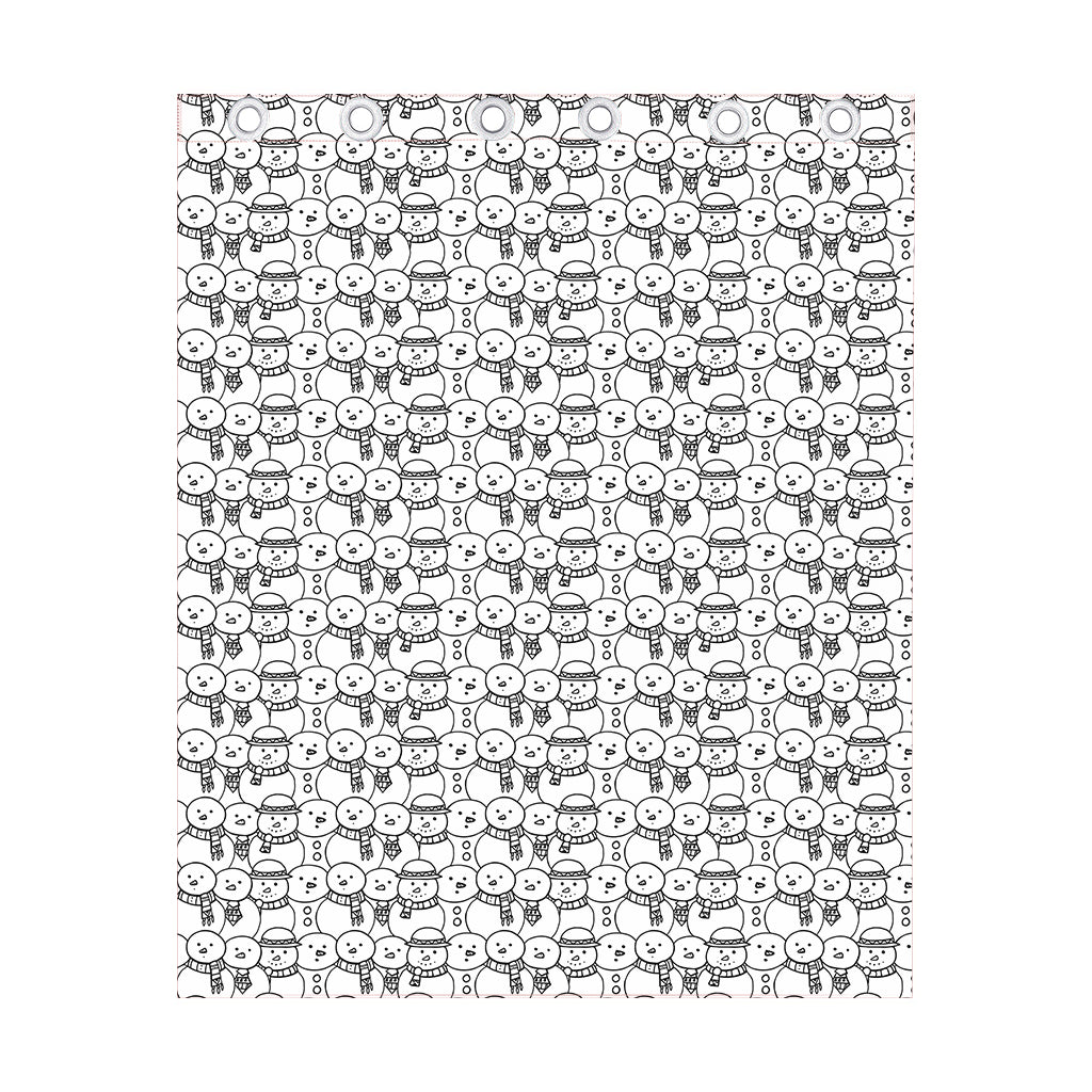 Black And White Snowman Pattern Print Curtain