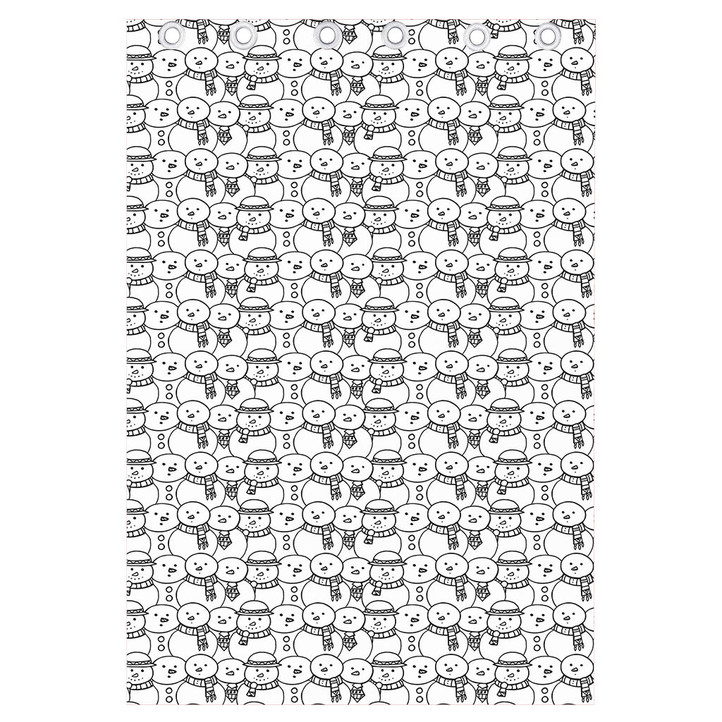 Black And White Snowman Pattern Print Curtain