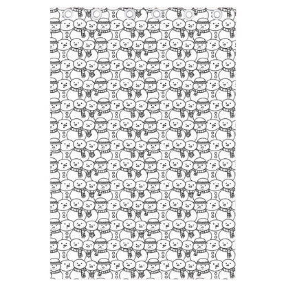 Black And White Snowman Pattern Print Curtain
