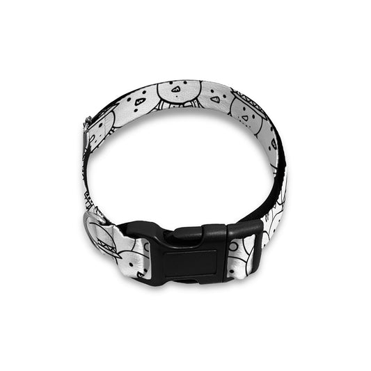 Black And White Snowman Pattern Print Dog Collar