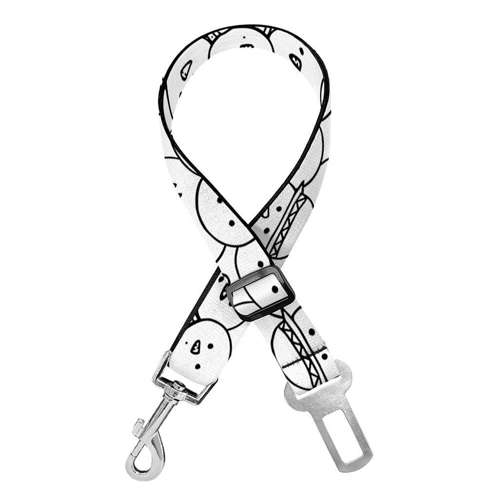 Black And White Snowman Pattern Print Dog Seat Belt