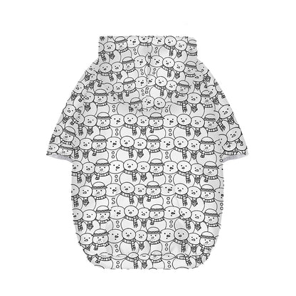 Black And White Snowman Pattern Print Dog Zip Up Hoodie