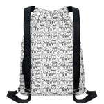 Black And White Snowman Pattern Print Drawstring Backpack