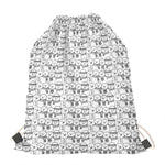 Black And White Snowman Pattern Print Drawstring Bag