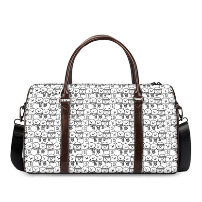 Black And White Snowman Pattern Print Duffle Bag