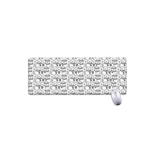 Black And White Snowman Pattern Print Extended Mouse Pad